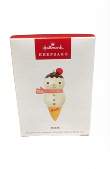 Hallmark 2024 Keepsake Mom Snowman Ice Cream Cone Christmas Ornament New w Box