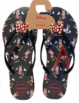 Disney Parks Flip Flops by Havaianas Minnie Mouse Black 11/12 New With Tag