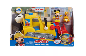 Disney Junior Mickey and Pluto Bulldozer Toy Set with Lights and Sounds New