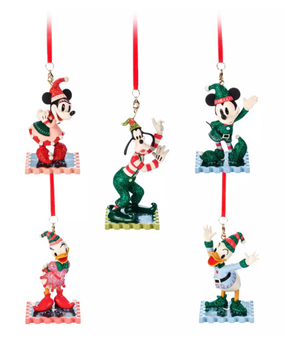 Disney Parks Mickey Mouse Friends Holiday Sketchbook Ornament Set New with Tag
