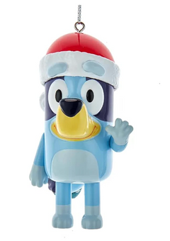 Kurt Adler Bluey with Santa Hat Blow Mold Christmas Ornament New with Tag