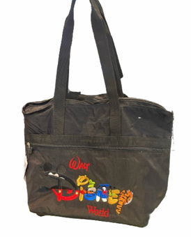 Disney Parks Black Nylon Walt Disney World Vintage Logo Tote Bag New With Tag