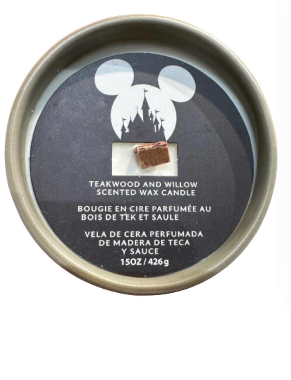 Disney Parks Homestead Collection Mickey Icon Teakwood and Willow Scented Candle