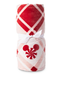 Hallmark Disney Mickey Ears Peppermint Plaid Throw Blanket 50x60 New with Tag