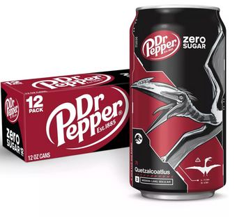 Dr Pepper Zero Sugar Soda Quetzalcoatlus Jurassic World 12 pk 12 fl oz Cans