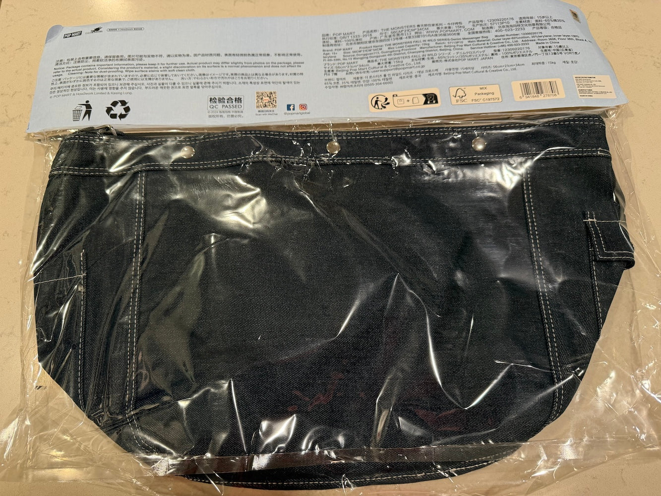 Pop Mart Labubu THE MONSTERS FALL IN WILD Denim Messenger Bag USA SELLER New