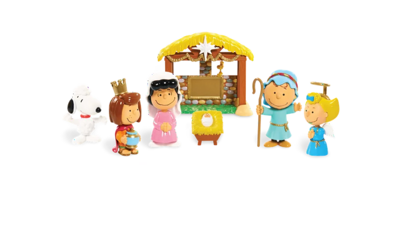 Peanuts Christmas Nativity Charlie Brown Snoopy Sally Lucy Patty Figure Set New