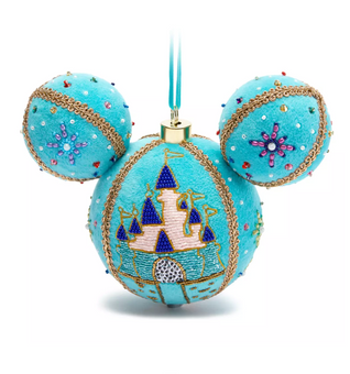 Disney Parks Mickey Icon Beaded Fantasyland Castle Christmas Ornament New w Tag