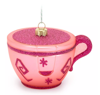 Disney Parks Teacup Mad Tea Party Alice Glass Christmas Ornament New With Tag