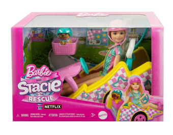 Barbie Stacie Racer Doll with Go-Kart Toy Car, Dog, Accessories Toy New with Box