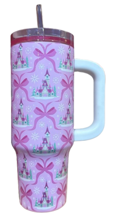 Disney Parks Castle Ribbon Bow Stainless Steel Tumbler 2025 New With Tag