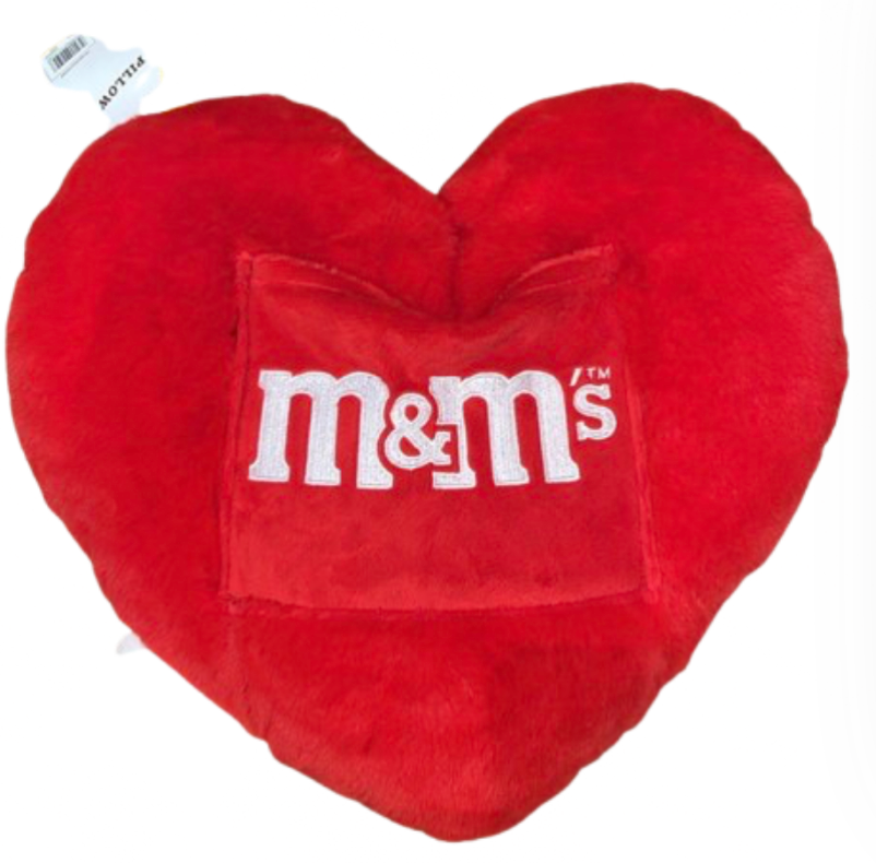 M&M's World Red Heart Love Logo Throw Pillow With Pocket New With Tag