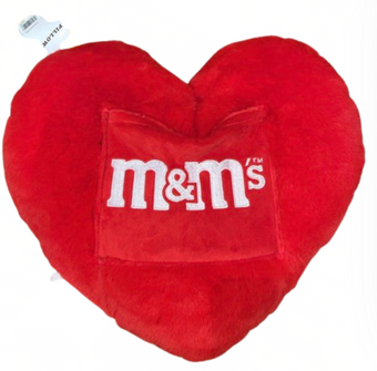 M&M's World Red Heart Love Logo Throw Pillow With Pocket New With Tag