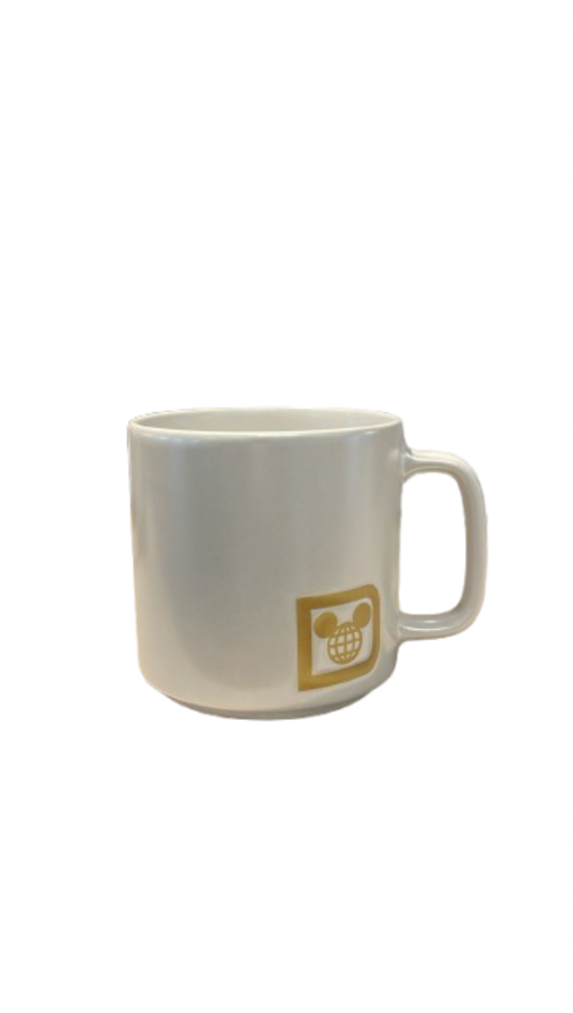 Disney Parks Walt Disney World Gold Logo White Ceramic Coffee Mug New