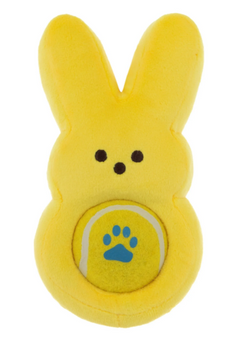 PEEPS 7.5 inch Yellow Bunny Plush Dog Toy with Tennis Ball Easter New with Tag