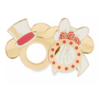 Disney Parks Mickey and Minnie Mouse Icons Wedding Rings Pin New With Card