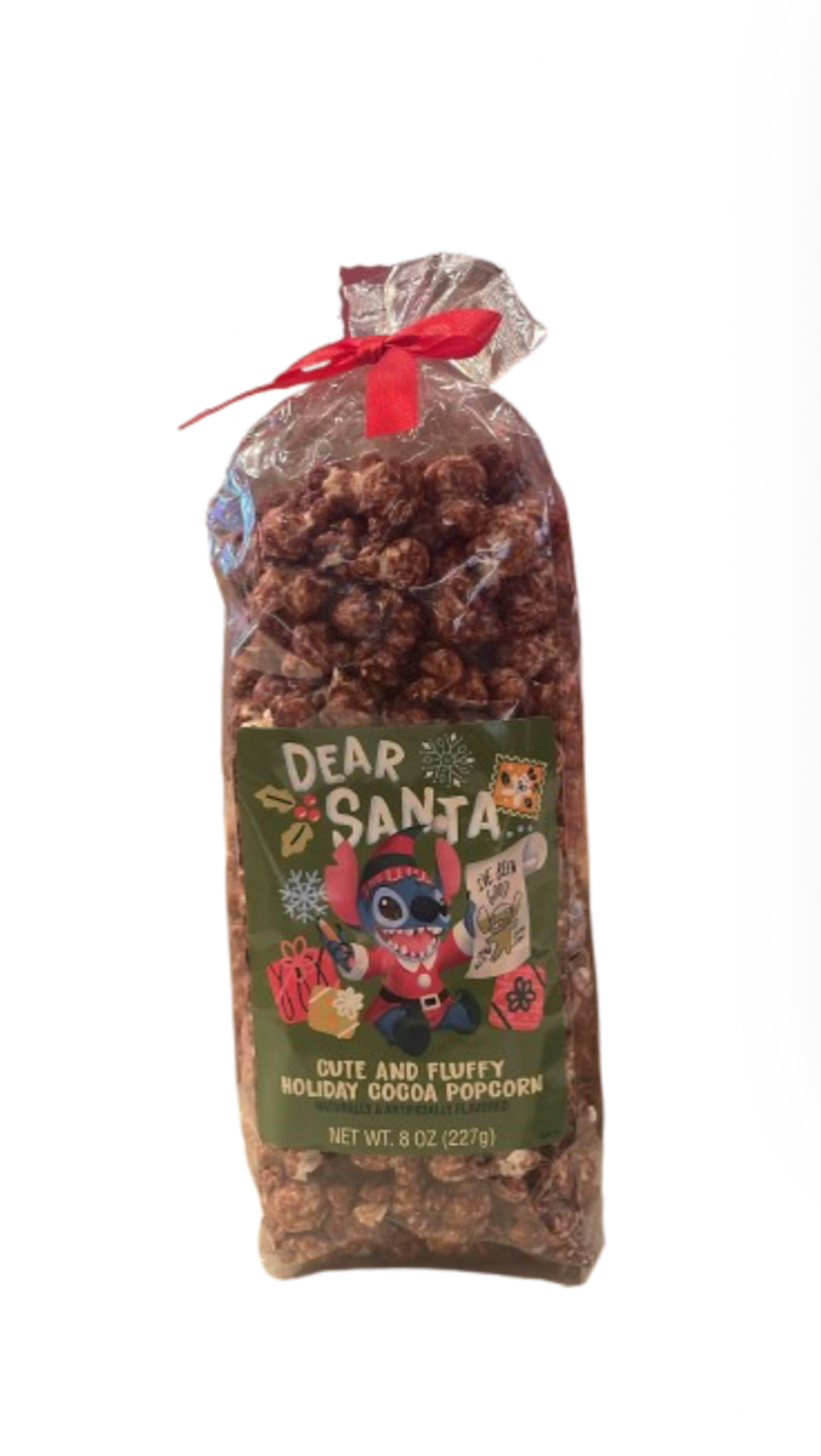 Disney Parks Dear Santa Stitch Cute and Fluffy Holiday 8oz Cocoa Popcorn New
