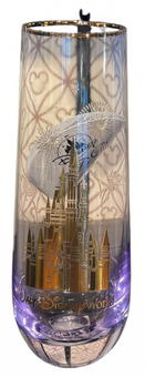 Disney Parks WDW Castle Collection Fireworks White/Gold Flute Glass New with Tag
