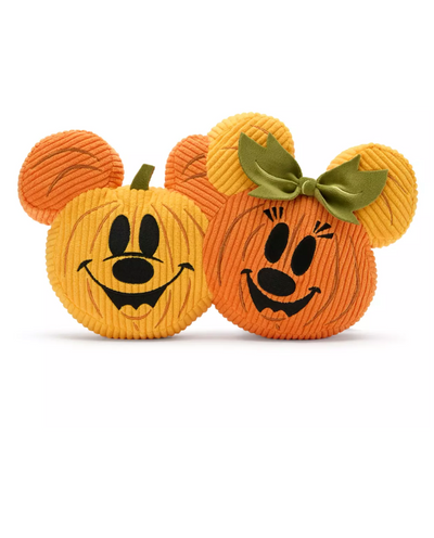 Disney Parks Mickey and Minnie Pumpkin Halloween Accent Pillow Plush New w Tag