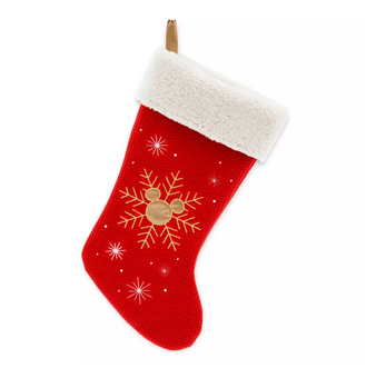Disney Parks Mickey Icon Snowflake Holiday Christmas Stocking New with Tag