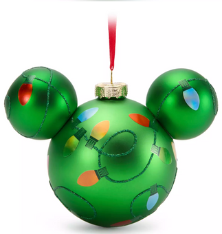 Disney Parks Mickey Icon Holiday Lights Glass Ball Christmas Ornament New w Tag