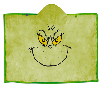 Hallmark Dr. Seuss's How the Grinch Stole Christmas Grinch Hooded Blanket New