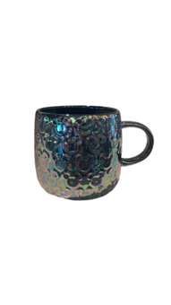 Disney Parks Mickey Icon Black Iridescent Ceramic Coffee Mug New