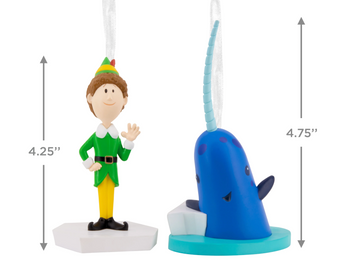 Hallmark Elf Storied Moments Christmas Ornament Set of 2 Buddy Elf Mr Narwhal