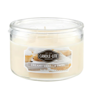 Candle Lite Holiday Creamy Vanilla Swirl 3-wick 10oz Jar Candle New