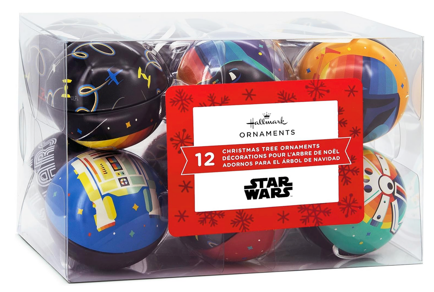 Hallmark Star Wars Tin Ball Christmas Ornaments, Set of 12 New with Tag