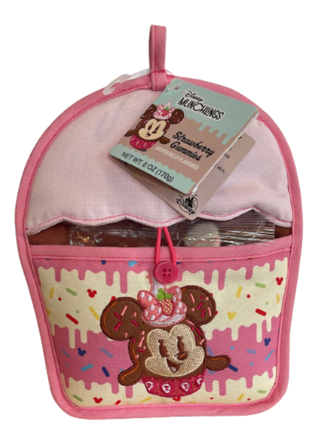 Disney Parks Munchlings Minnie Pot Holder with Strawberry Gummies 6oz New w Tag