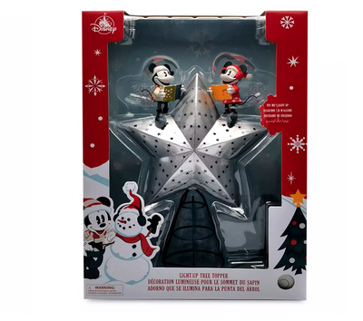 Disney Parks Classics Mickey Minnie Star Light Up Christmas Tree Topper New Box