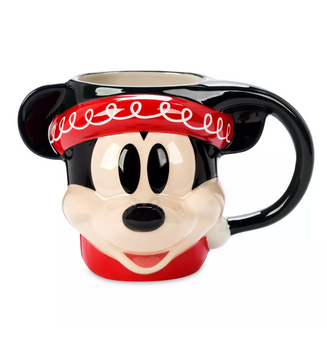 Disney Parks Mickey in Elf Hat Gloss Ceramic Holiday Christmas Coffee Mug New