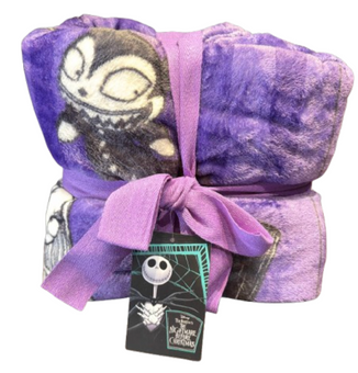 Disney Parks The Nightmare Before Christmas Throw Blanket Purple New With Tag