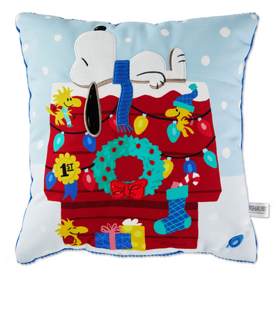 Hallmark Peanuts Snoopy's Doghouse Holiday Throw Light Up Pillow New with Tag