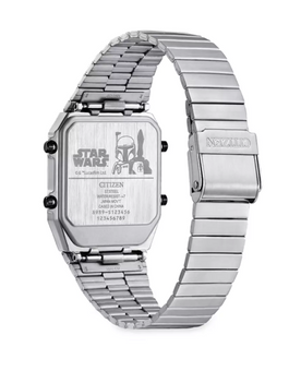 Disney Parks Boba Fett Stainless Steel Quartz Digital Watch Citizen New with Box