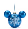Disney Parks Mickey Icon Snowflake Blue Glass Ball Christmas Ornament New w Tag