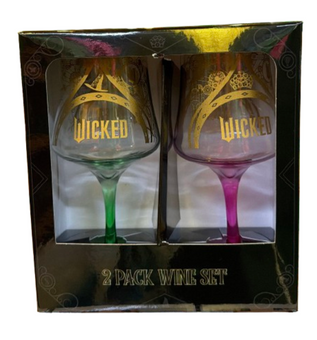 Universal Studios Wicked 2 pack Wine Glass Set Green Purple New With Tag