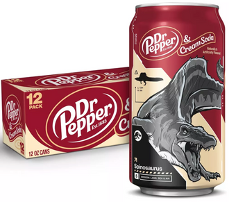 Dr Pepper Cream Soda Spinosaurus Jurassic World Rebirth 12 pk 12 fl oz Cans