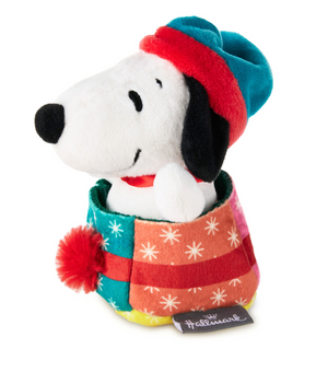 Hallmark Peanuts Christmas Snoopy in Present Zip-Along Plush New with Tag