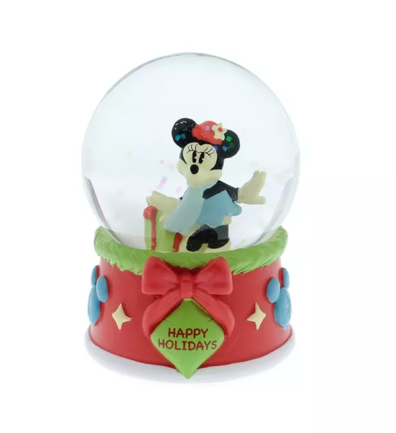 Disney 100 Retro Reimagined Holiday Minnie Santa Christmas Snow Globe New w Tag