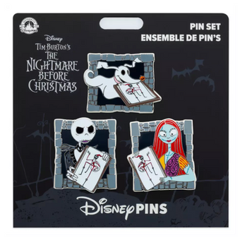 Disney Parks The Nightmare Before Christmas Jack Sally Zero Pin Set New With Tag