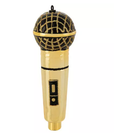 Robert Stanley Gold Microphone Glass Christmas Ornament New with Tag