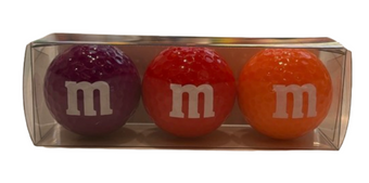 M&M's World Purple/Red/Orange Golf Balls Set of 3 New with Tag