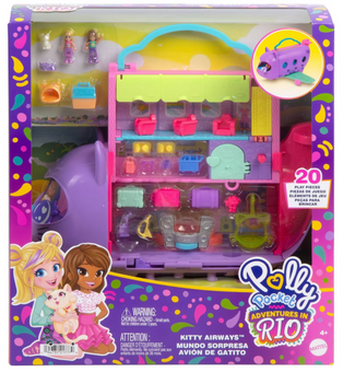 Polly Pocket Kitty Airways Playset with 2 Micro Dolls and Pet Toy New With Tag