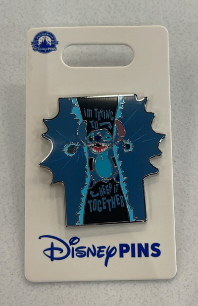 Disney Parks Stitch -I'm trying to keep it together- Pin New with Card