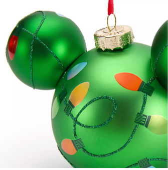 Disney Parks Mickey Icon Holiday Lights Glass Ball Christmas Ornament New w Tag