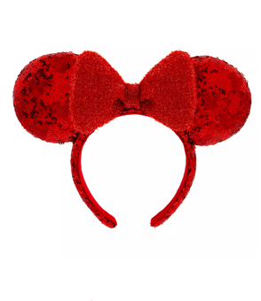 Disney Parks Minnie Red Sequined Ear Holiday Headband for Adults New with Tag