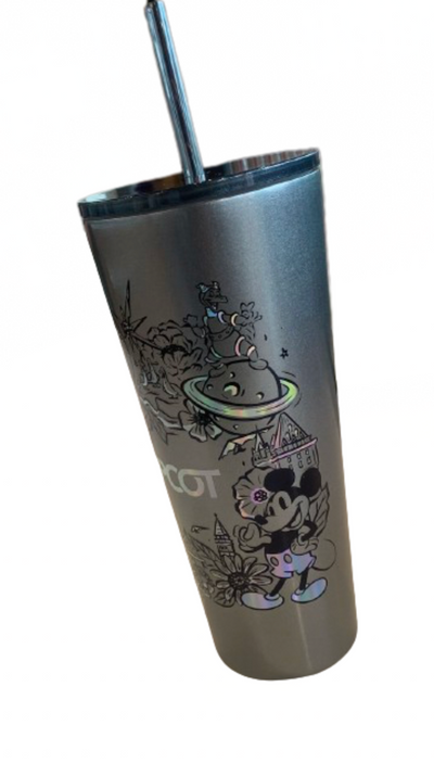 Disney Starbucks Epcot Icons Metal Tumbler Cup with Straw New