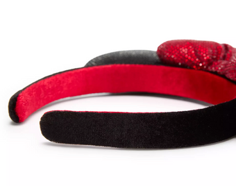 Disney Parks Minnie Mouse Sequined Ear Headband Black and Red New with Tag